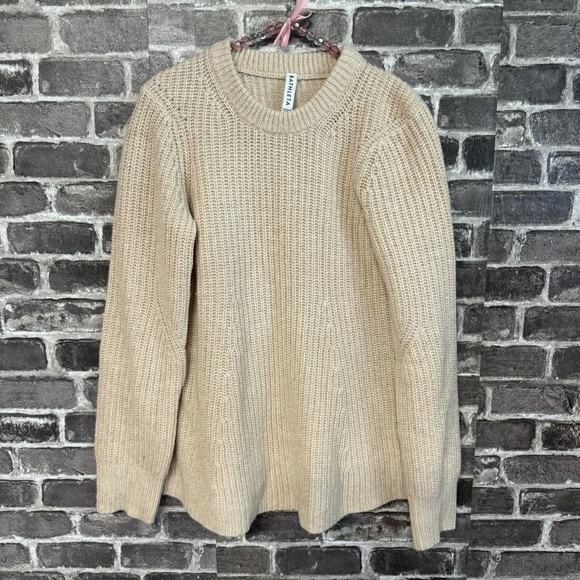 Athleta Sierra Crew Sweater tan wool knitted - Picture 2 of 10